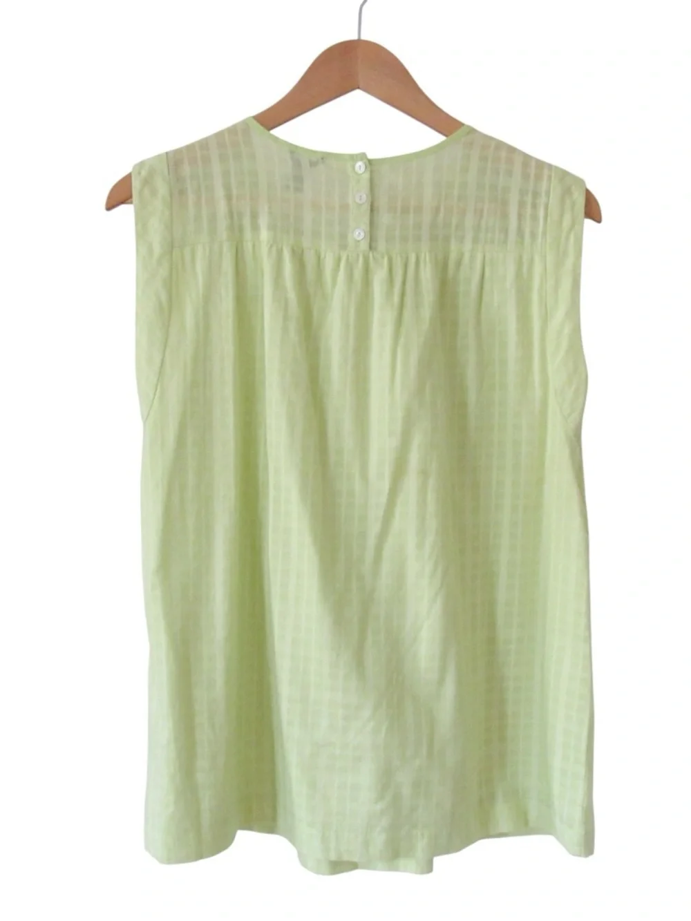 J Crew Sleeveless Embroidered Windowpane Blouse Top 6 Lime Yellow Green Cotton